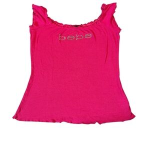 Bebe Y2K Fuchsia Ruffled Tank Top